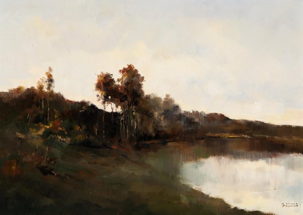 Ronald Frijling (1917-1997), Waterlandschap olieverf op doek, Antiek en Kunst, Kunst | Schilderijen | Klassiek, Ophalen