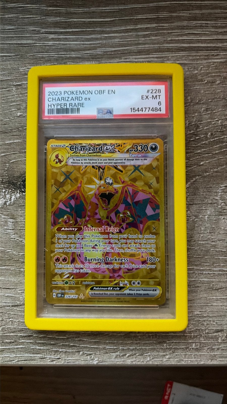 Pokemon Charizard ex Tera Hyper Rare PSA 6, Ophalen of Verzenden, Gebruikt, Losse kaart, Foil