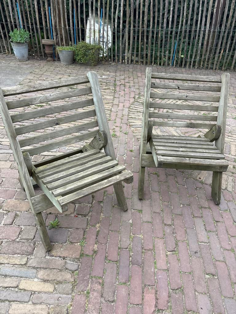 4x Houten Tuinstoelen - Inklapbaar, Ophalen, Gebruikt, Hout, Inklapbaar