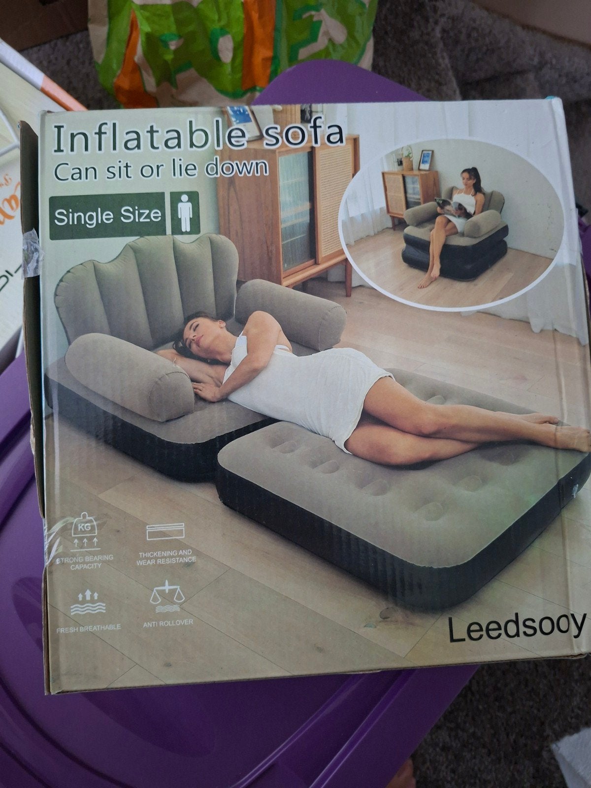 Leedsooy opblaasbare bank - eenpersoons, Ophalen of Verzenden, Nieuw, 75 tot 100 cm, Kunststof