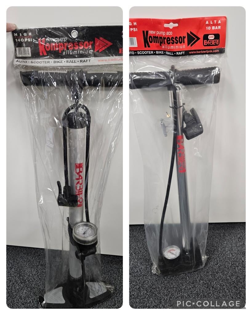 Fietspomp Barbieri PNK, meter+ ventieladaptor, 10 bar,nieuw, Ophalen of Verzenden, Drukmeter, Nieuw