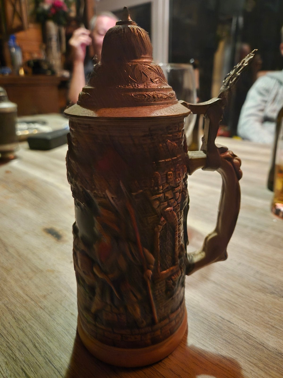 Vintage Duitse Bierpul met Deksel - Kasteel en Ridder, Antiek en Kunst, Ophalen of Verzenden
