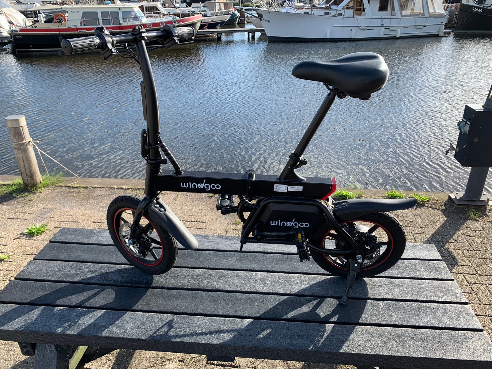 Windgoo accu vouwfiets nog nieuw 1000m  op gefietst 8- 2026, 14 tot 16 inch, Versnellingen, Nieuw, Totaal opvouwbaar