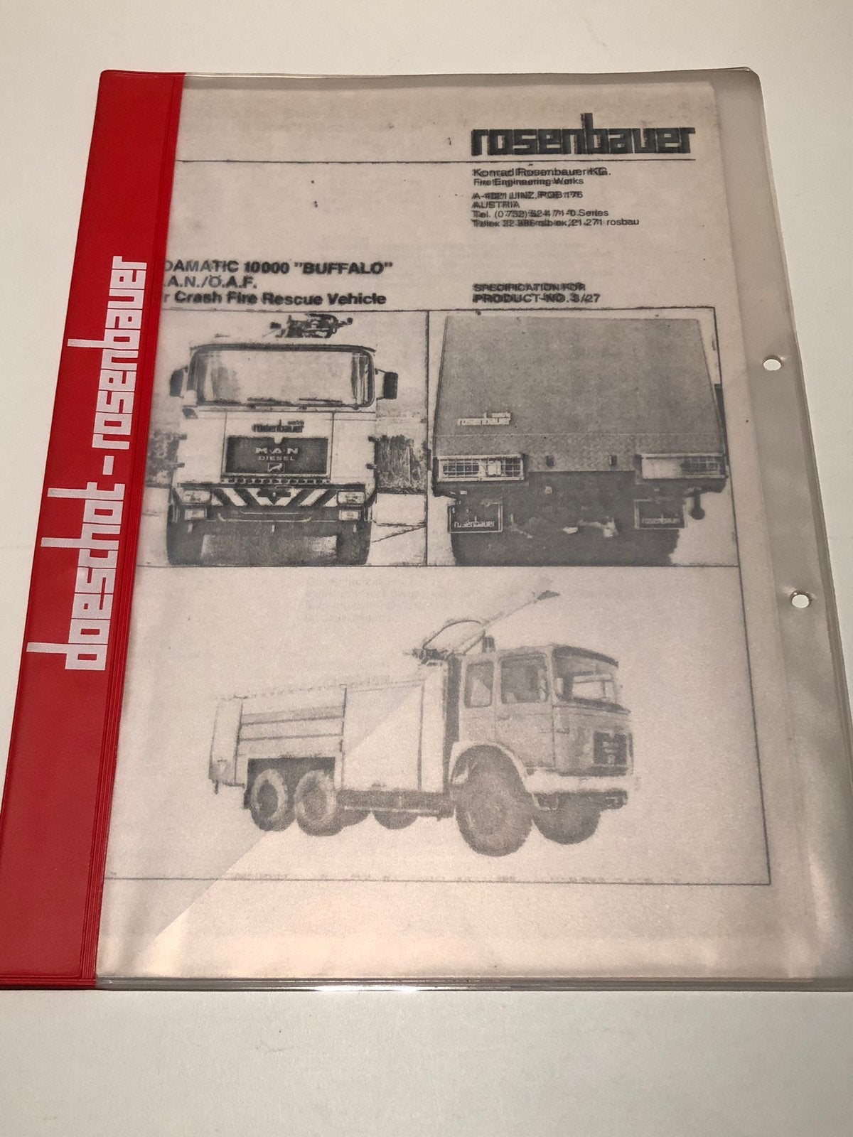 Folder MAN Doeschot-Rosenbauer brandweerwagen, Ophalen of Verzenden, Gelezen, Overige merken, Onbekend
