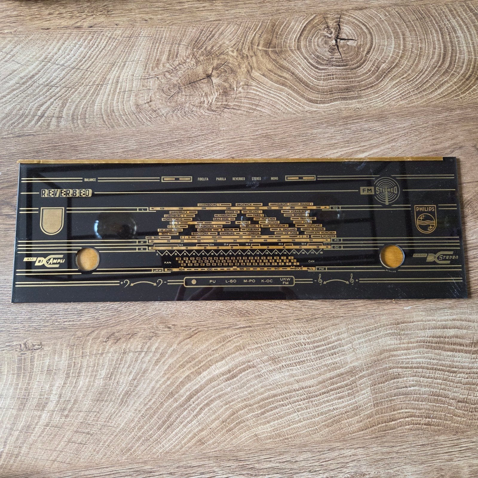 Schaalplaat buizenradio Philips jaren '50 - Vintage radio on, Ophalen of Verzenden