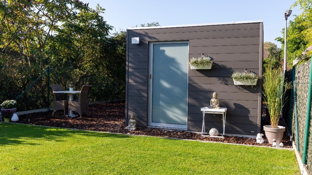 Strak tuinhuis Box-WPC in diverse standaard maten, Verzenden, Nieuw