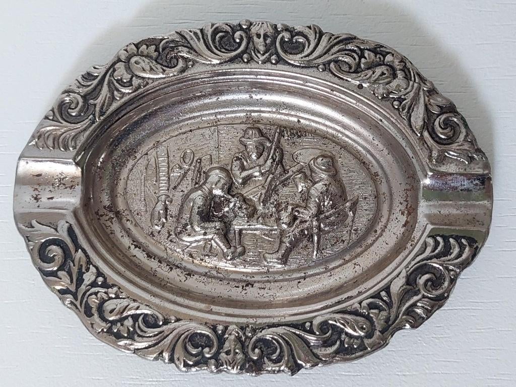 Antiek: verzilverde asbak ‘herberg’, Antiek en Kunst, Ophalen of Verzenden