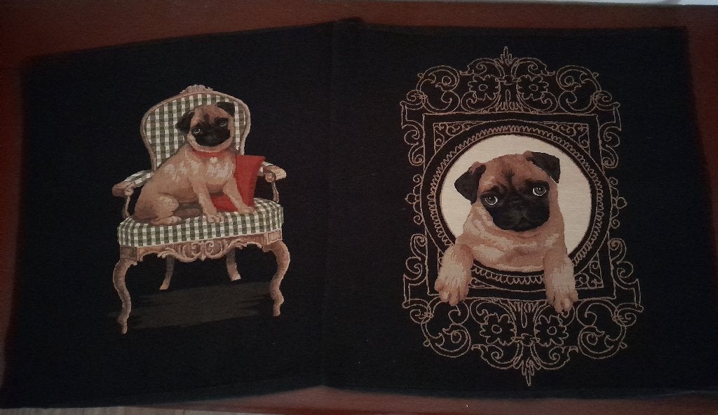 ~ Mops Hond Kussenhoes Honden Kussens Gobelin Kussen, Huis en Inrichting, Woonaccessoires | Kussens, Zwart, Ophalen of Verzenden