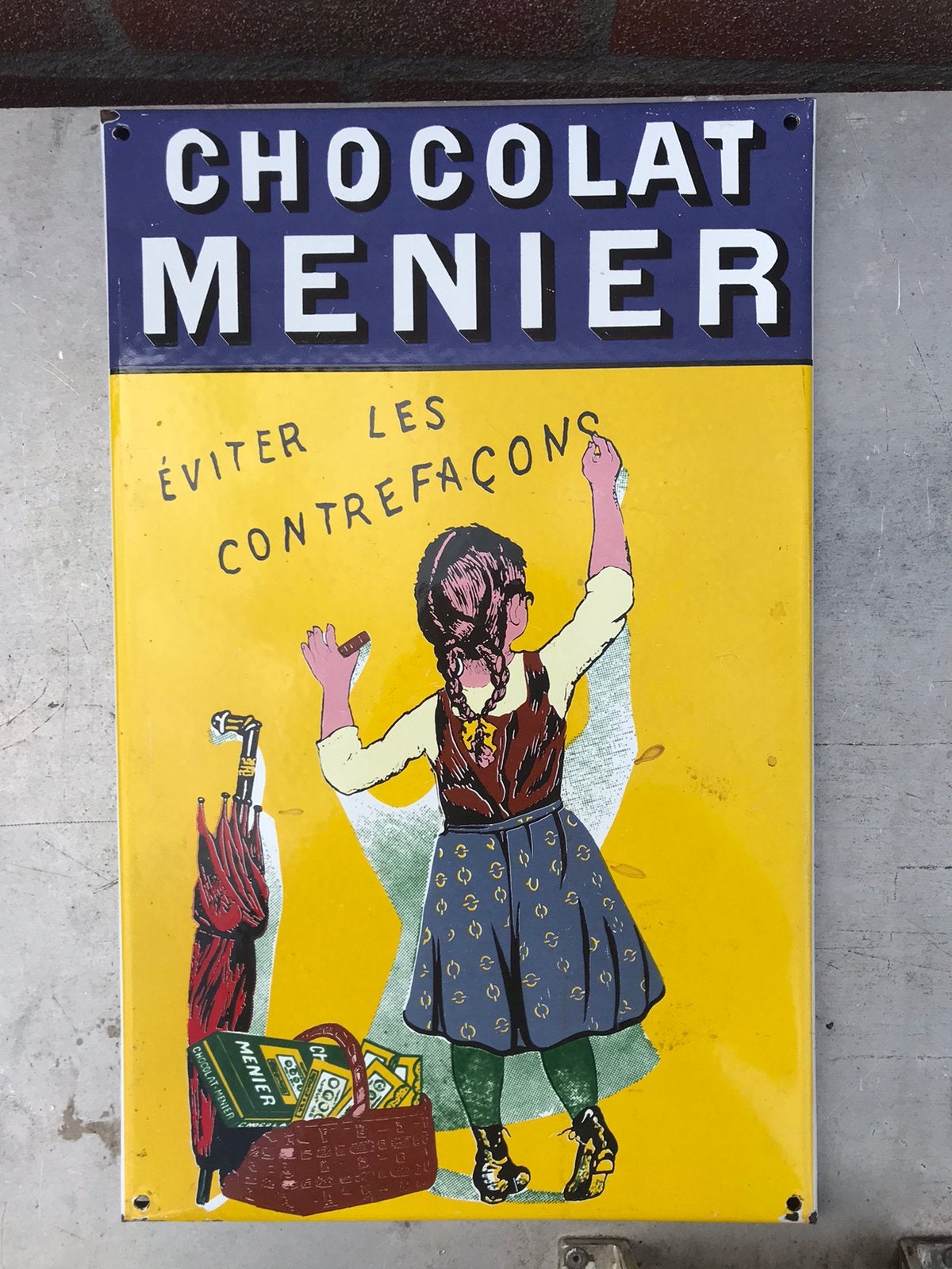 Chocolat Menier emaille reclamebord, Ophalen of Verzenden