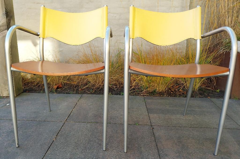 2 (eettafel) stoelen, Ophalen, Gebruikt, Leer, Twee