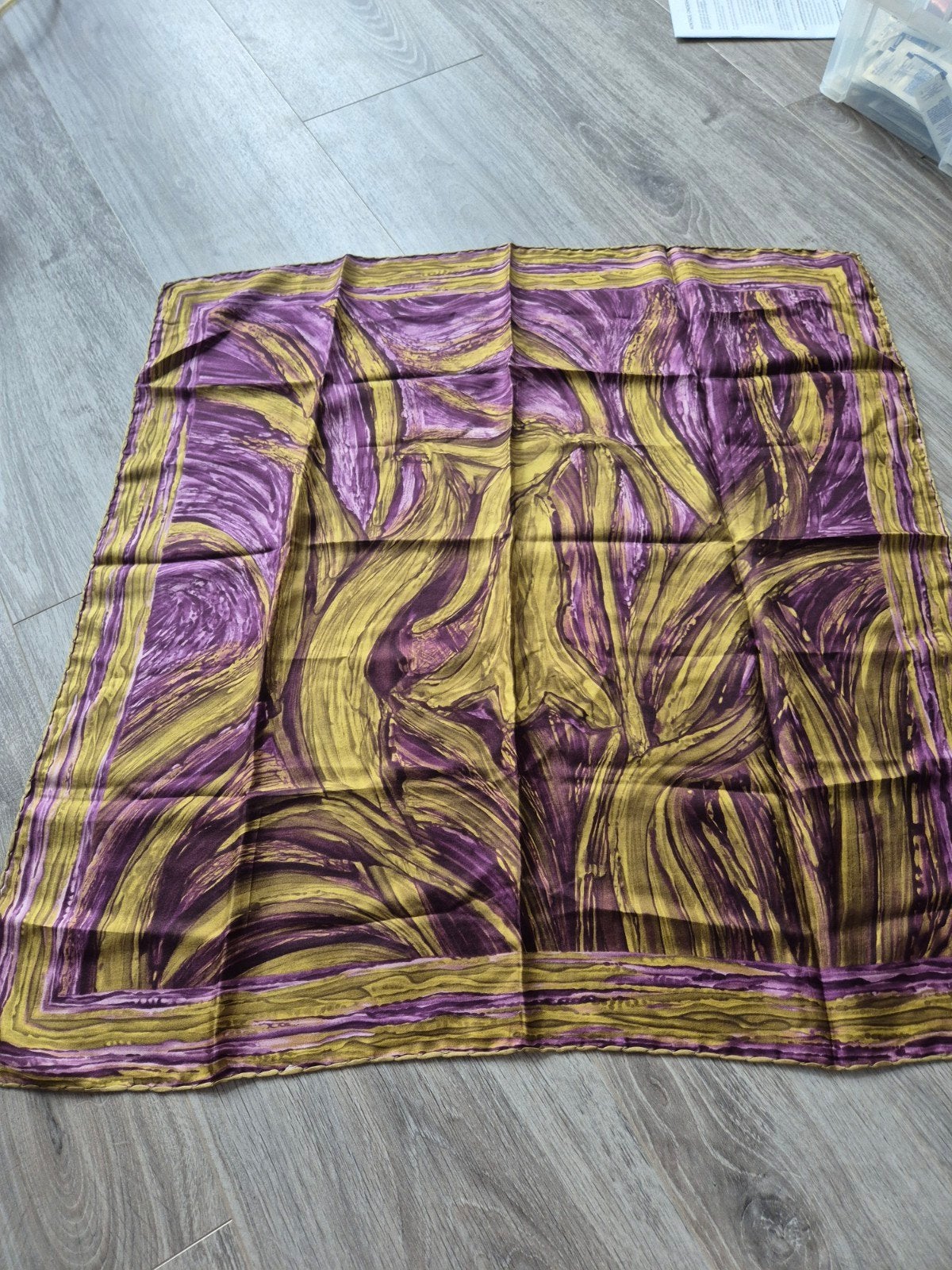 Vintage paarse en olijfgroene sjaal, Ophalen of Verzenden, Zo goed als nieuw, Maat 46/48 (XL) of groter, Sjaal