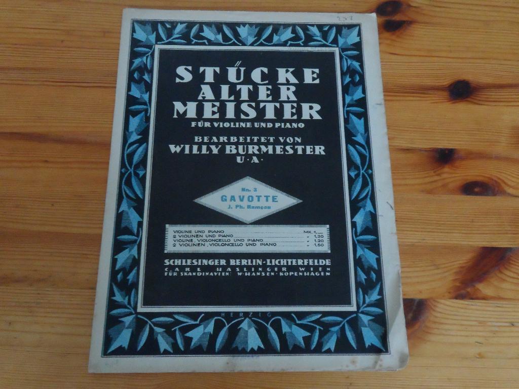 Stucke alte meister - willy burmeister, Gebruikt, Klassiek, Ophalen of Verzenden, Viool of Altviool