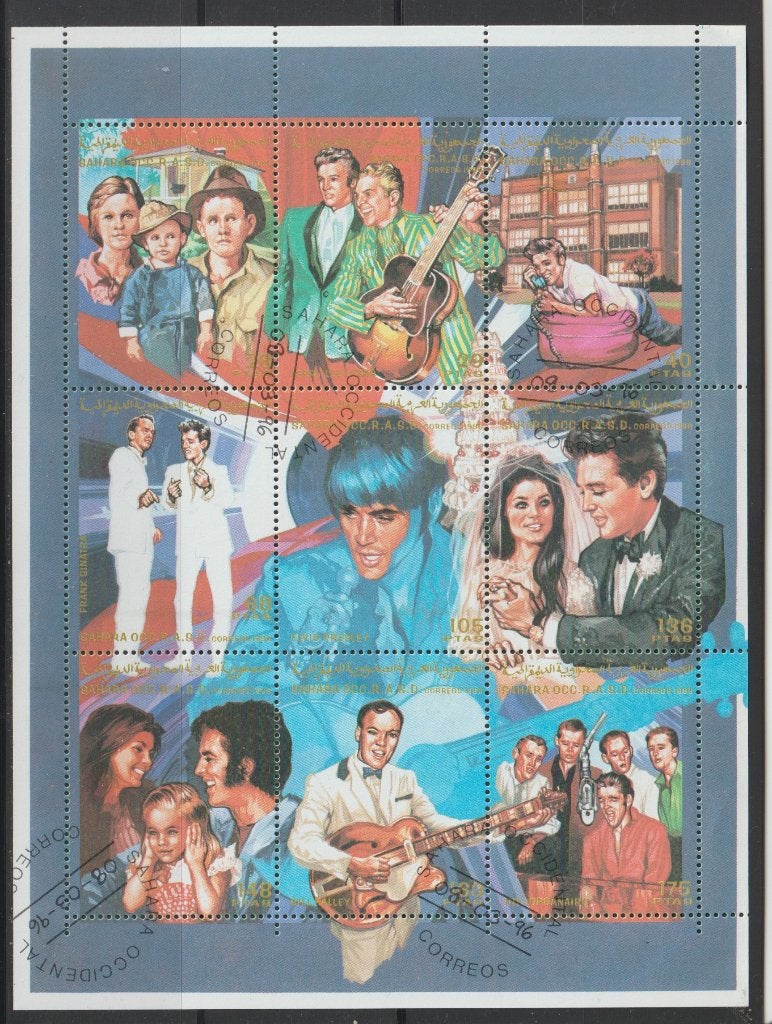 ELVIS PRESLEY  = mooi bl. v9st SAHARA-719A, Verzenden, Gestempeld, Overige thema's