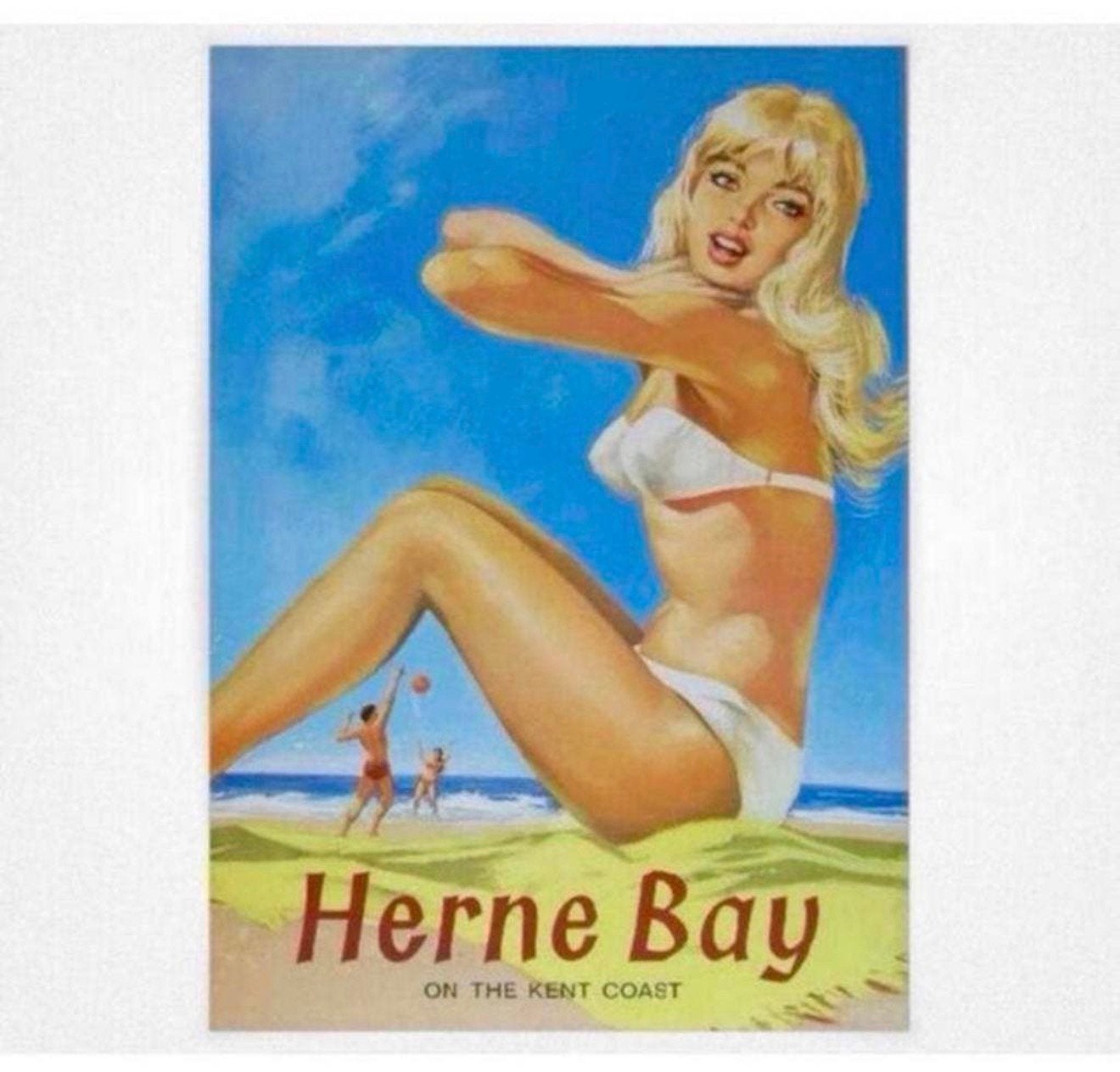 Vintage travel railway poster A4 Herne Bay On the Kent coast, Ophalen of Verzenden, Nieuw, A4 of kleiner