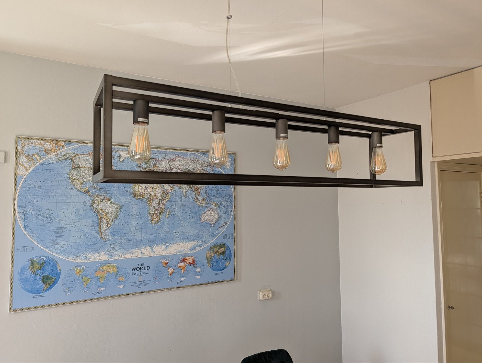 Zware Kwaliteit Stalen Hanglamp 125x25x25cm, Ophalen, Metaal, Minder dan 50 cm, Industrieel, Modern, Loft