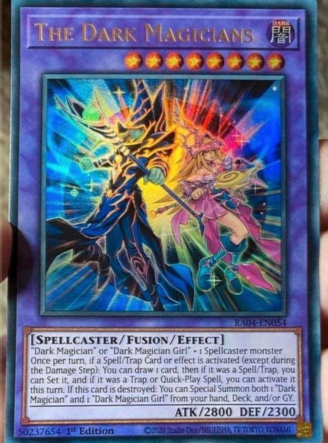 Yu-Gi-Oh! The Dark Magicians RA04 1st Edition !, Ophalen of Verzenden, Zo goed als nieuw, Losse kaart, Foil