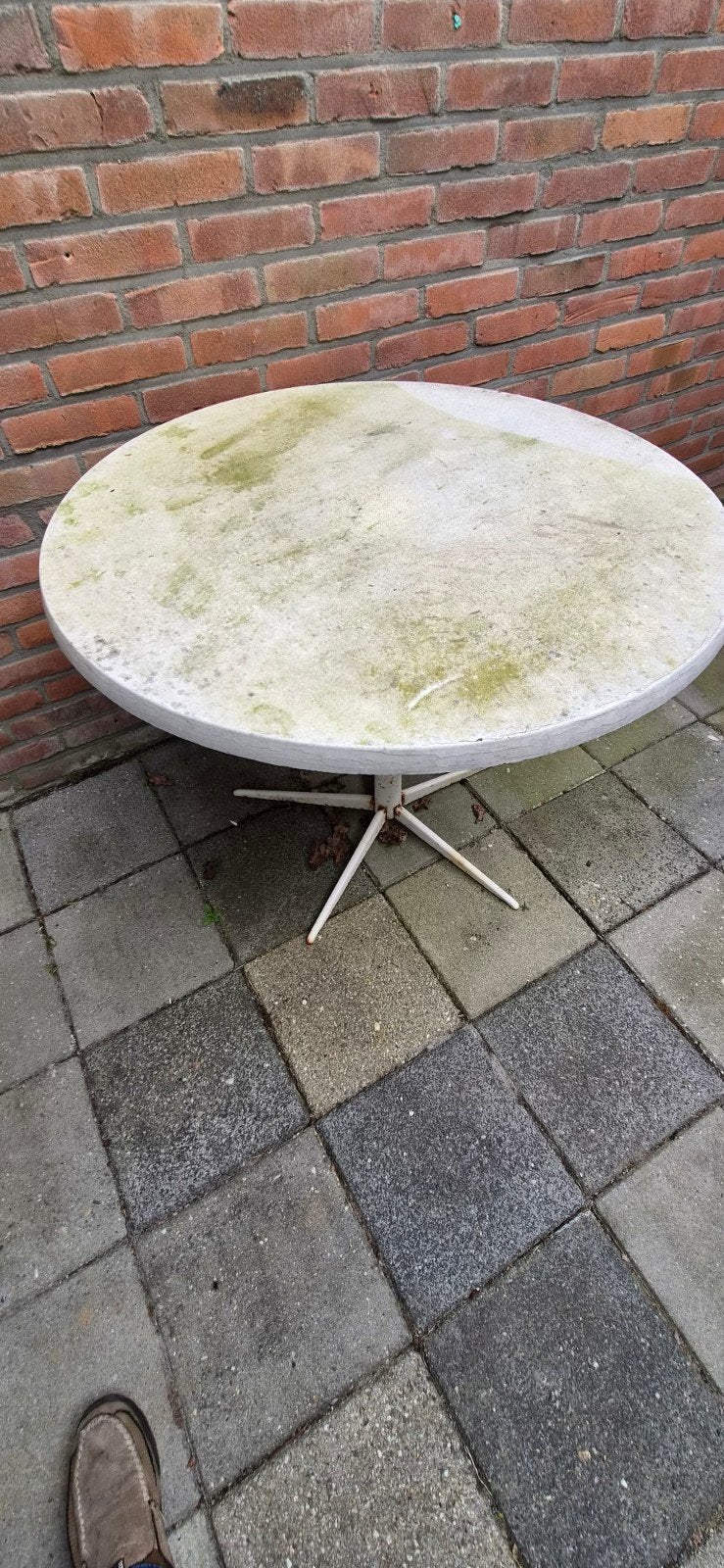 Ronde tuintafel met metalen onderstel, Ophalen, Gebruikt, Rond, Metaal