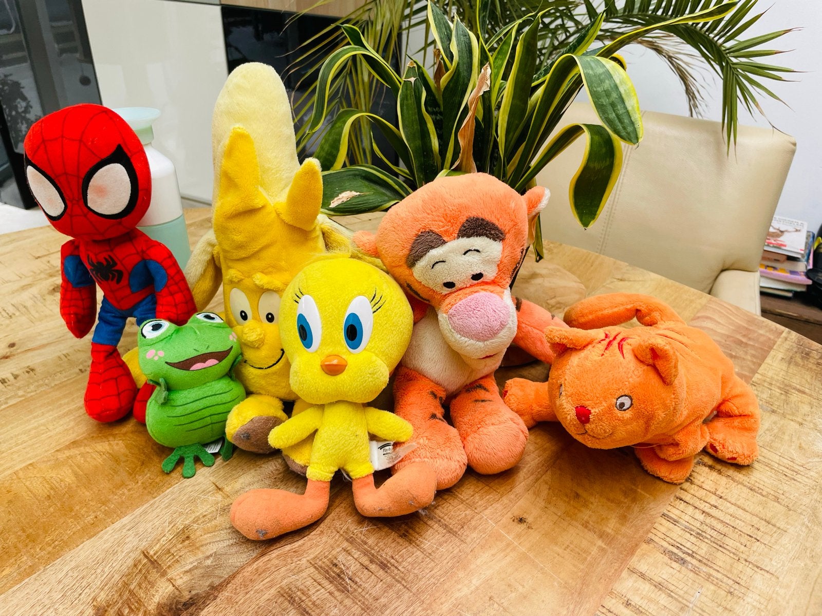 Leuke knuffels: Spiderman, Tijger, Tweety, Kikker, Banaan, K, Ophalen, Gebruikt, Overige merken, Disney