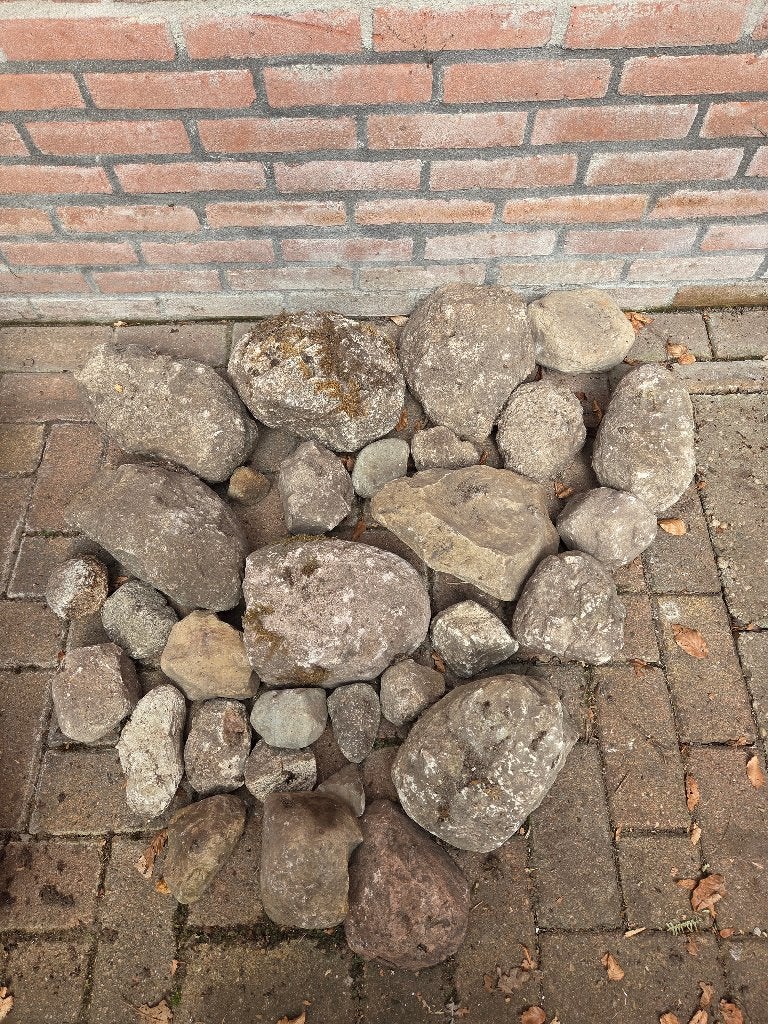 Partij veldkeien, Tuin en Terras, Grind, Keien en Split, Ophalen, Gebruikt, Grijs, Kei