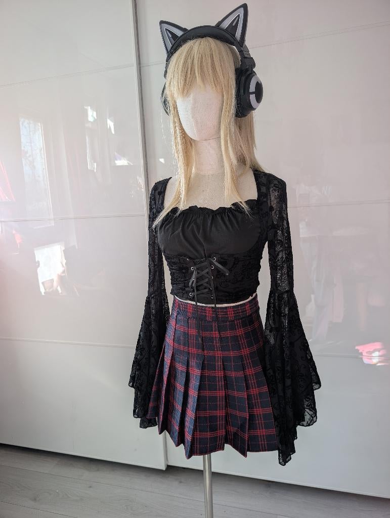 Geruite rok met veiligheidsbroekje - Gothic / Alt Style, Harajuku, Ophalen of Verzenden, Zo goed als nieuw, Maat 36 (S)