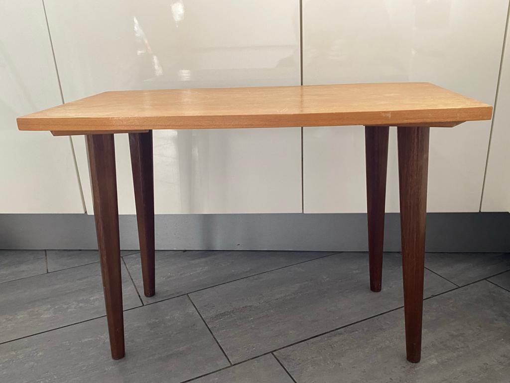 Vintage houten bijzettafel - Gebruikt 1960, Ophalen, Minder dan 45 cm, Minder dan 55 cm, Gebruikt