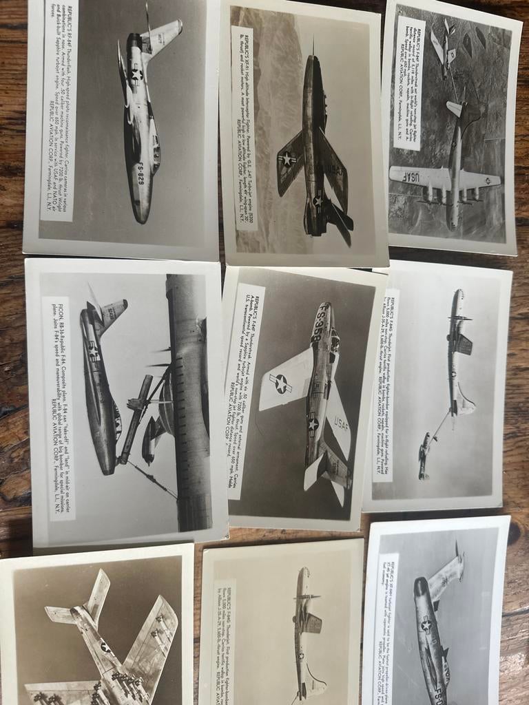 Set van 9 originele Republic Aviation foto's - Vliegtuigen, Ophalen of Verzenden, Gebruikt, Kaart, Foto of Prent