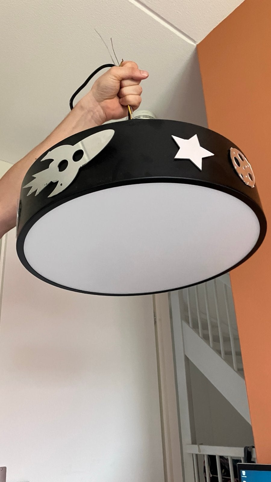Plafondlamp Ruimte Thema - Raket, Ster, Maan, Ophalen of Verzenden, Gebruikt, Metaal, E27 (groot)