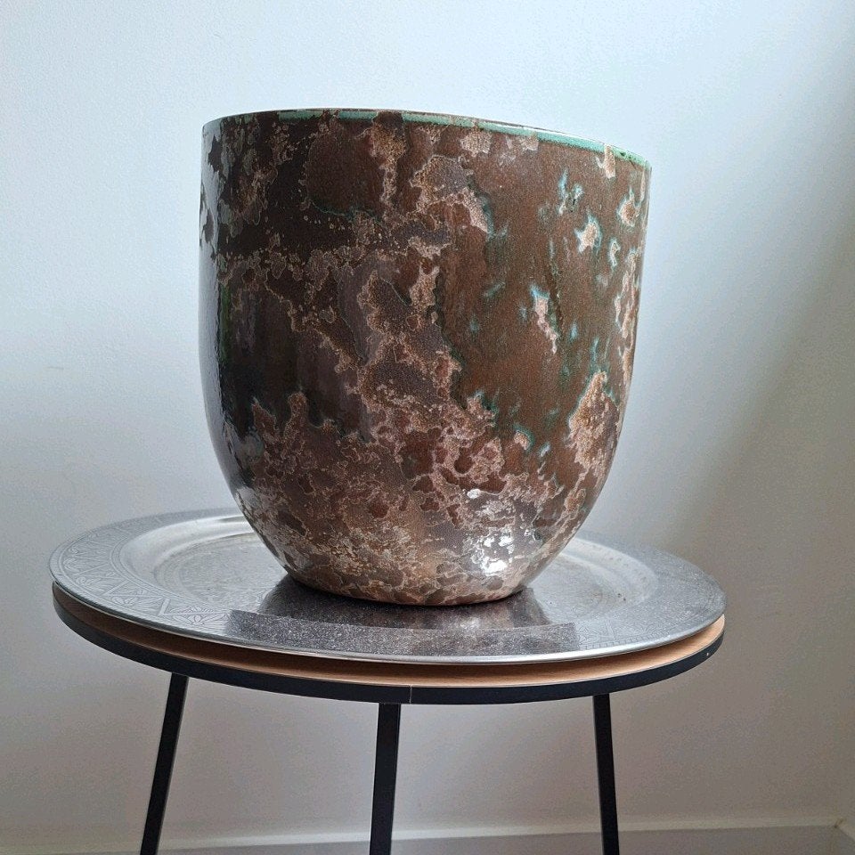 Decoratieve plantenpot, grote bloempot, Rond, Binnen, Ophalen of Verzenden, Zo goed als nieuw
