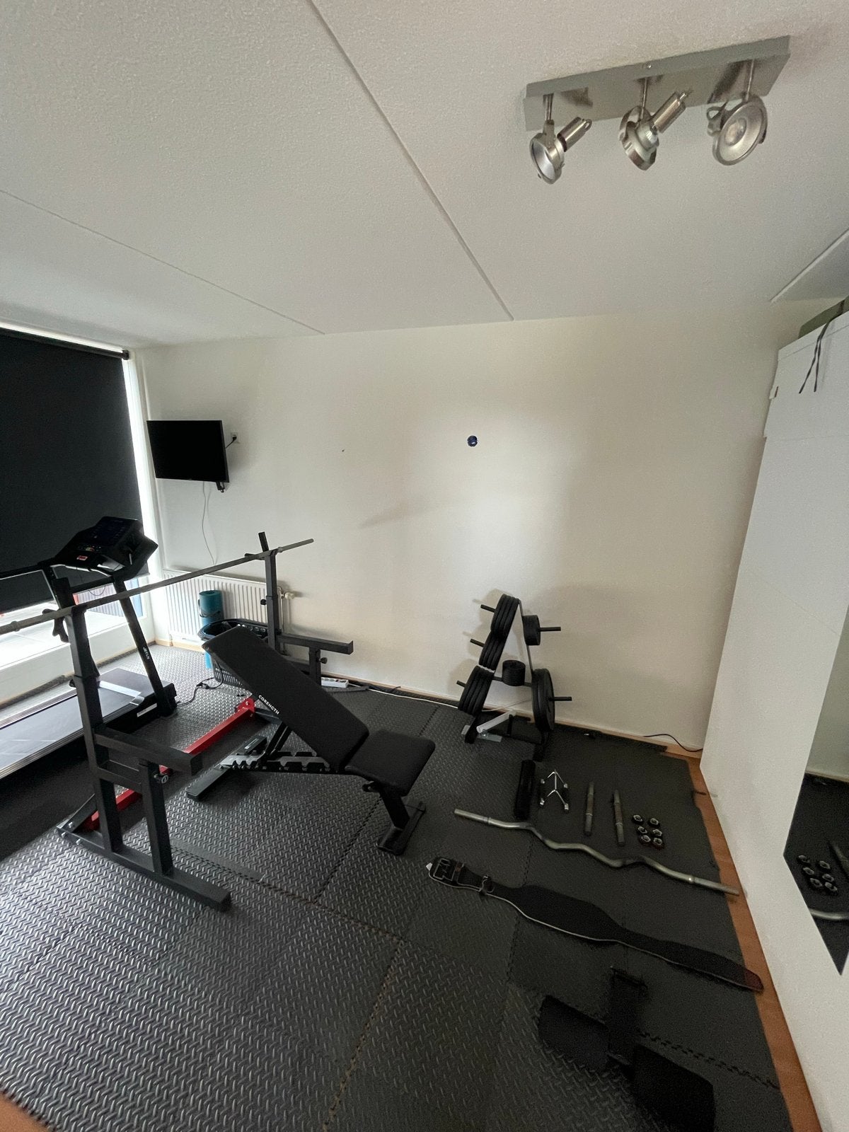 Complete Homegym Set: Gewichten, Bank, Rek & Accessoires, Ophalen, Benen, Gebruikt, Krachtstation