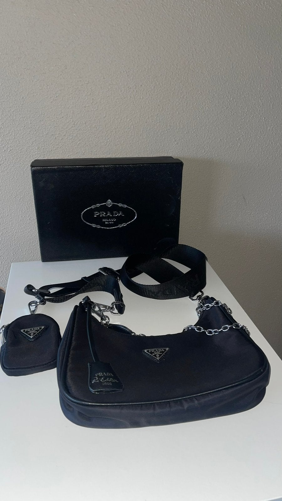 PRADA nylon bag zwart, Ophalen of Verzenden, Zo goed als nieuw, Zwart, Schoudertasje