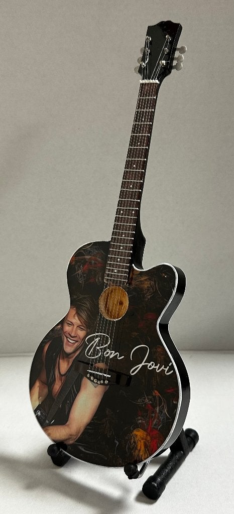 Bon Jovi foto kleur miniatuur gitaar 25cm mini guitar deco, Info@deconoord.nl, Deco Noord, Nieuw, Ophalen of Verzenden