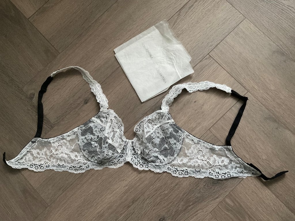 La Perla zwart wit kanten bh - T2 75, La Perla, Ophalen of Verzenden, Wit, BH