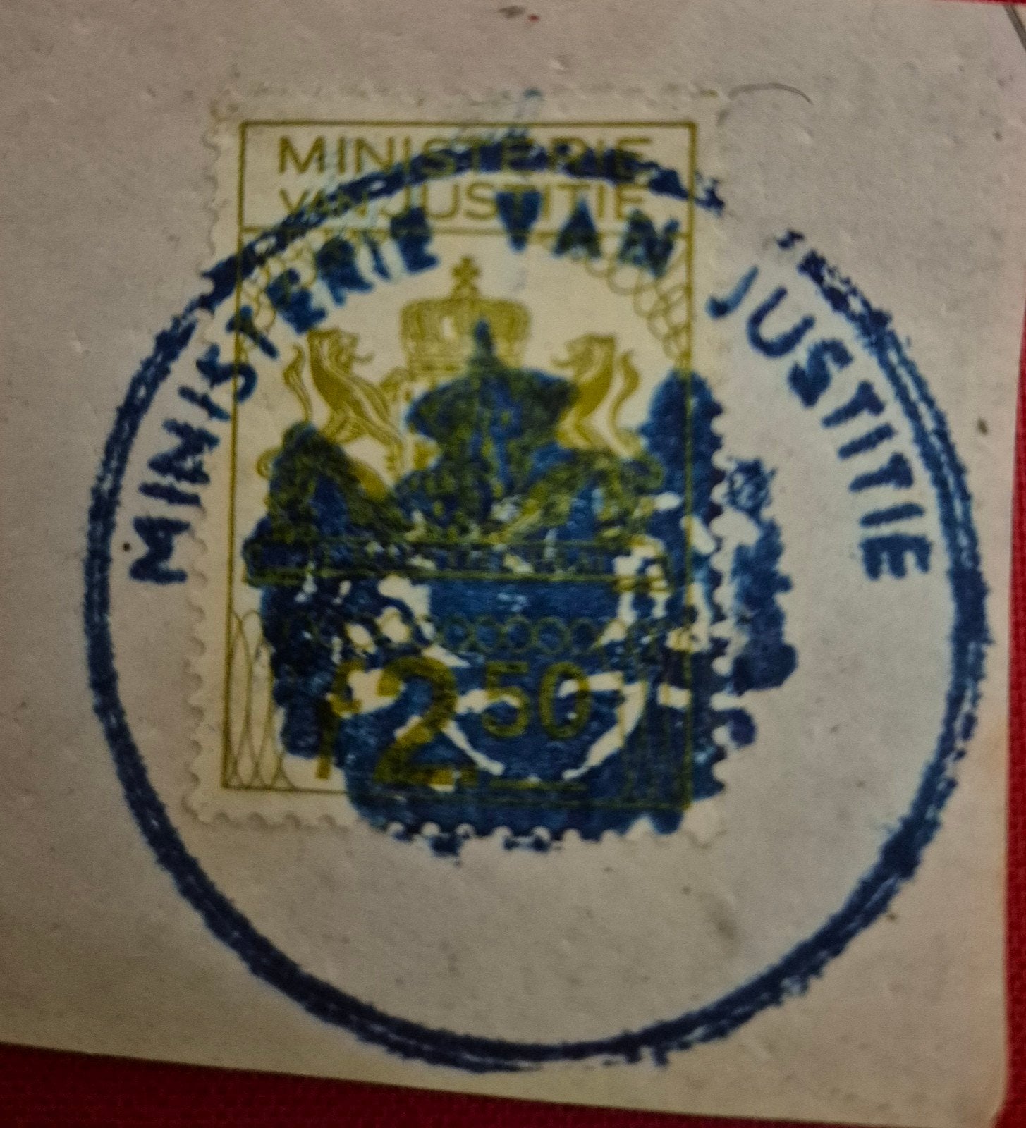 MINISTERIE VAN JUSTITIE F. 2,50 LEGESZEGEL, Postzegels en Munten, Ophalen of Verzenden, Overige thema's