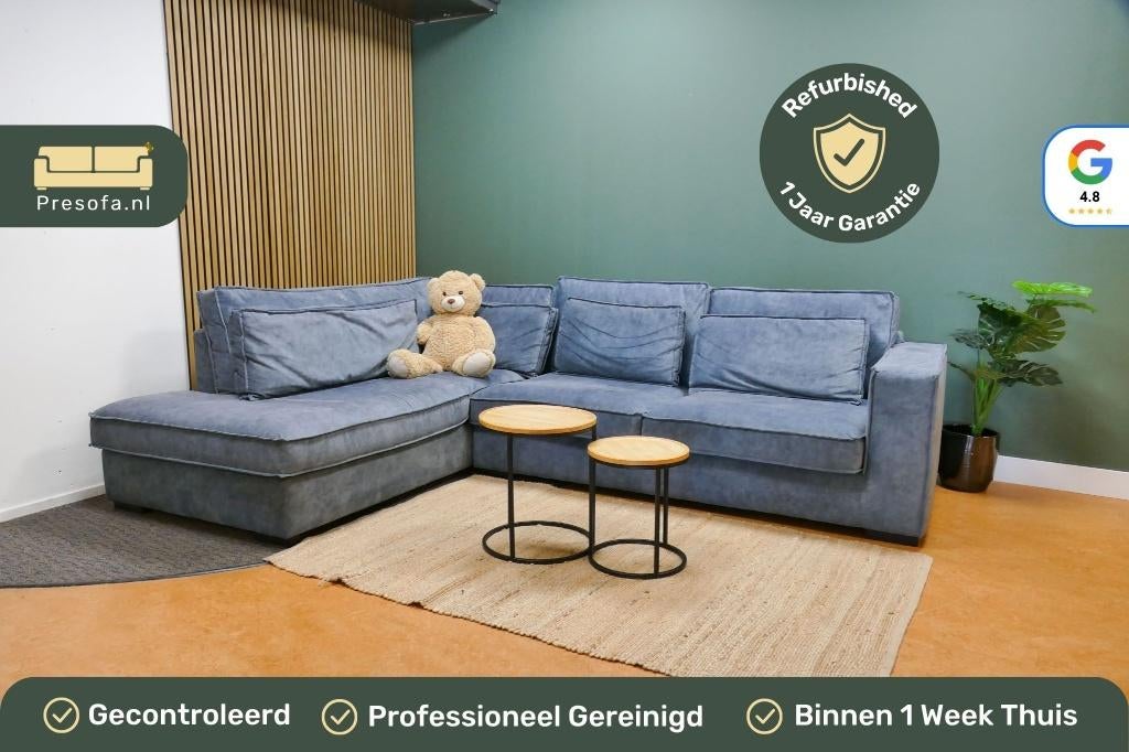 Hoekbank Blauw Label 67 [Refurbished], Huis en Inrichting, Banken | Bankstellen, 250 tot 300 cm, -, -, Hoekbank