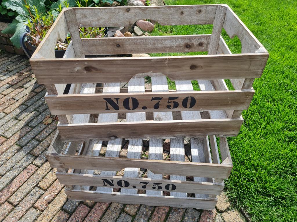 2 decoratieve houten kistjes 'No. 750', Huis en Inrichting, Minder dan 50 cm, 50 tot 100 cm, Ophalen of Verzenden, Zo goed als nieuw