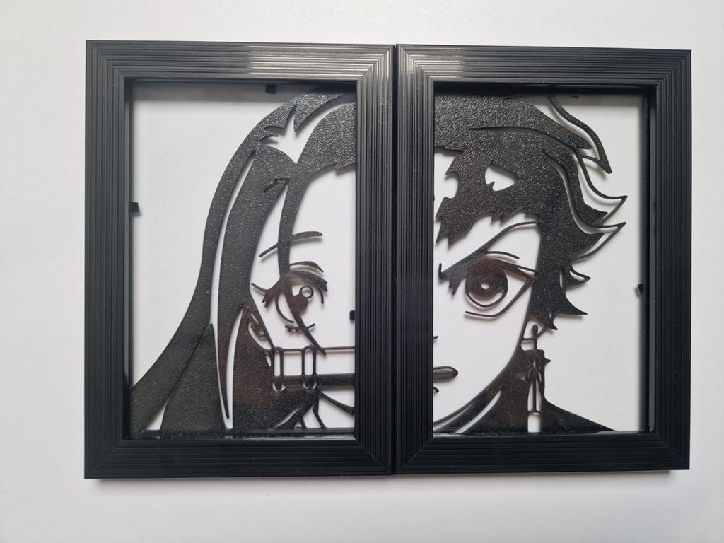Anime Schilderij - Demon Slayer (Nezuko & Tanjiro), Antiek en Kunst, Kunst | Schilderijen | Modern, Ophalen of Verzenden