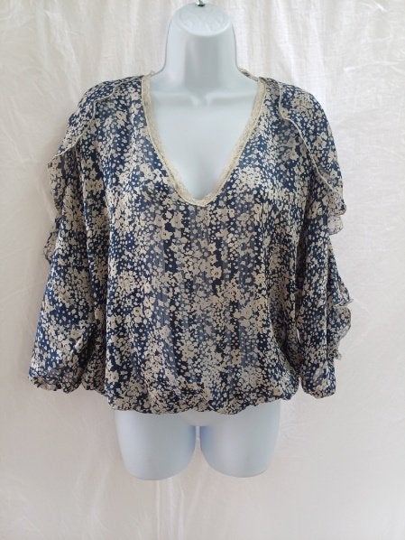 Heel apart blauw-wit shirt met gave mouwen mt L, Kleding | Dames, Blauw, ., Maat 42/44 (L), Ophalen of Verzenden
