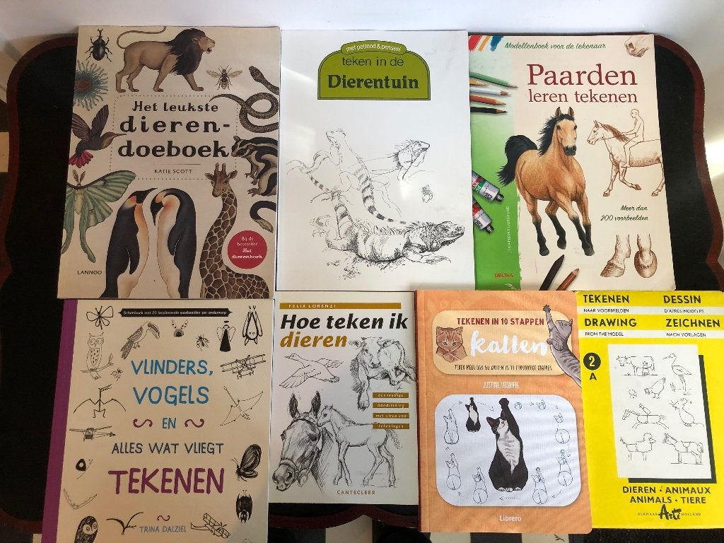 Set van 7 tekenboeken dieren, Ophalen of Verzenden, Gebruikt, Boek of Gids