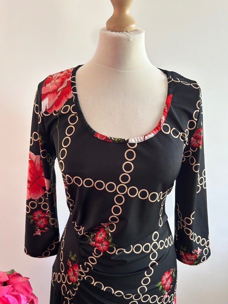 King Louie maat L prachtige retro rozen jurk 3251, Kleding | Dames, Maat 42/44 (L), Ophalen of Verzenden, Zo goed als nieuw, Knielengte