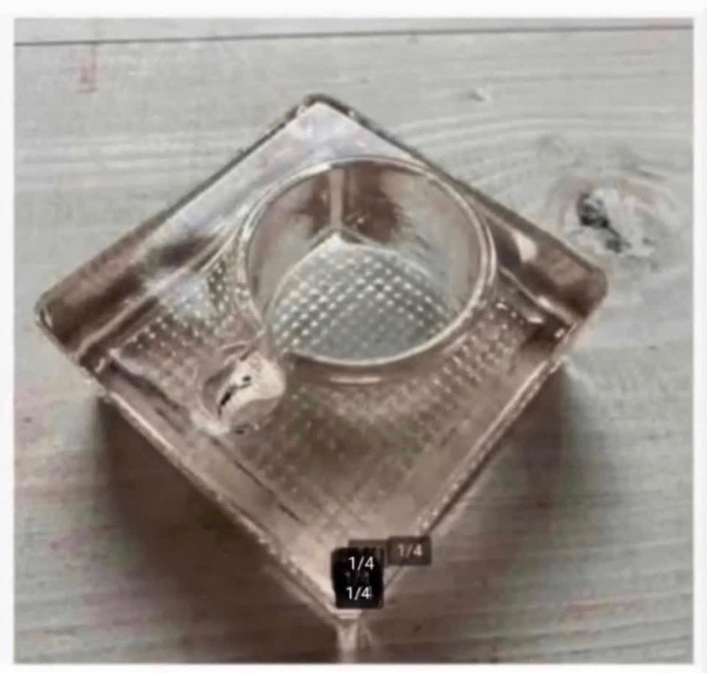 Antieke inktpot houder, glas, 8 x 8 x 3 cm, Ophalen of Verzenden