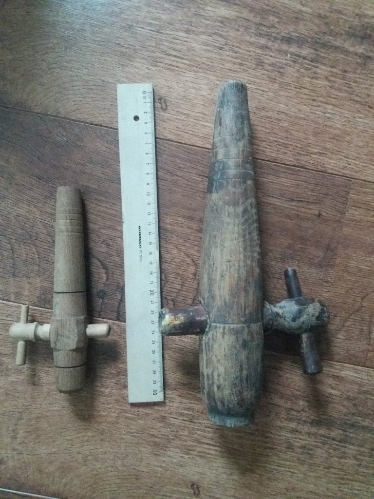 brocante houten kranen Wijnvat Frans, Ophalen of Verzenden