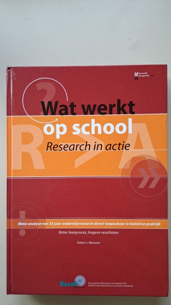 Wat werkt op school, research in actie, Boeken, Zo goed als nieuw, Robert J. Marzano, Alpha, HBO