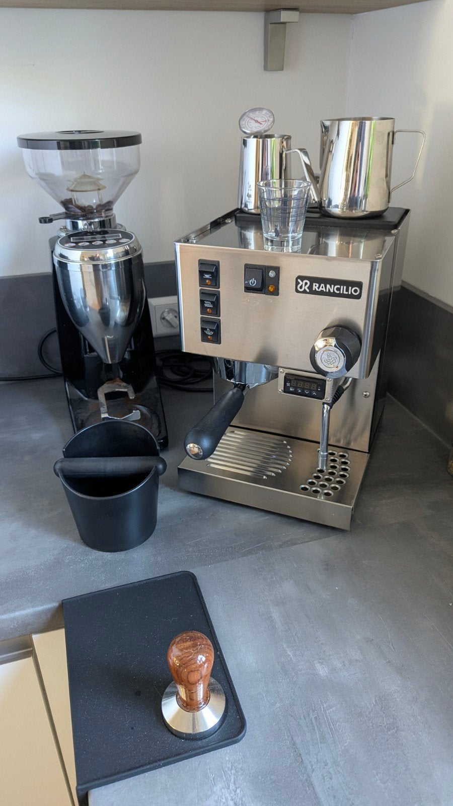 Complete Topset: Rancilio Silvia E (met Auber PID) + Quamar, Ophalen, Zilver, Metaal, Overige merken