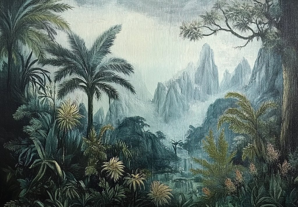 Jungle fotobehang Tropical Art, Ook op maat, Muurdeco4kids, Huis en Inrichting, Verzenden, Fotobehang
