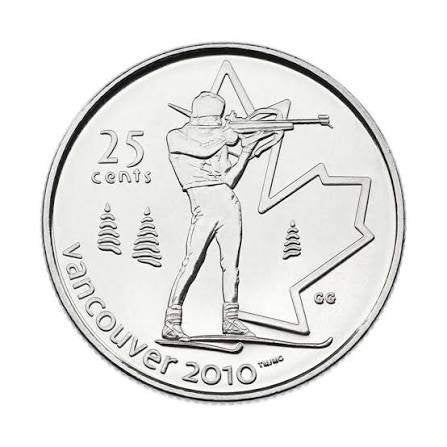 Canada - 25 cent 2007 - Biathlon circulated, Postzegels en Munten, Verzenden, Noord-Amerika, Losse munt
