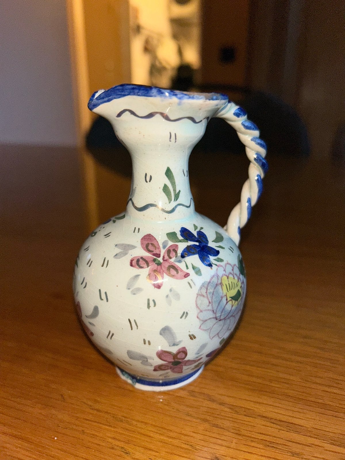 Antieke Gouda Holland Plateel Kan - 12cm Bloemen Decor, Antiek en Kunst, Ophalen of Verzenden