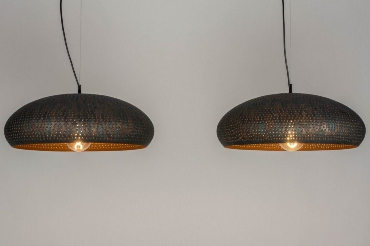Eettafel / hanglamp - Zwart/Brons/Industrieel, Ophalen, Industrieel, Modern, E27 (groot), Zo goed als nieuw