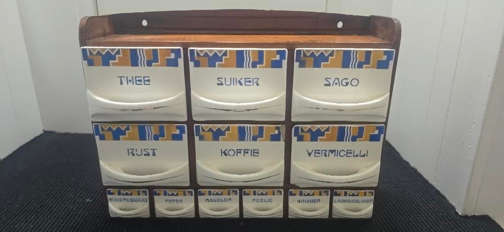 Antiek houten kruidenrekje - Vintage keuken decoratie, Ophalen