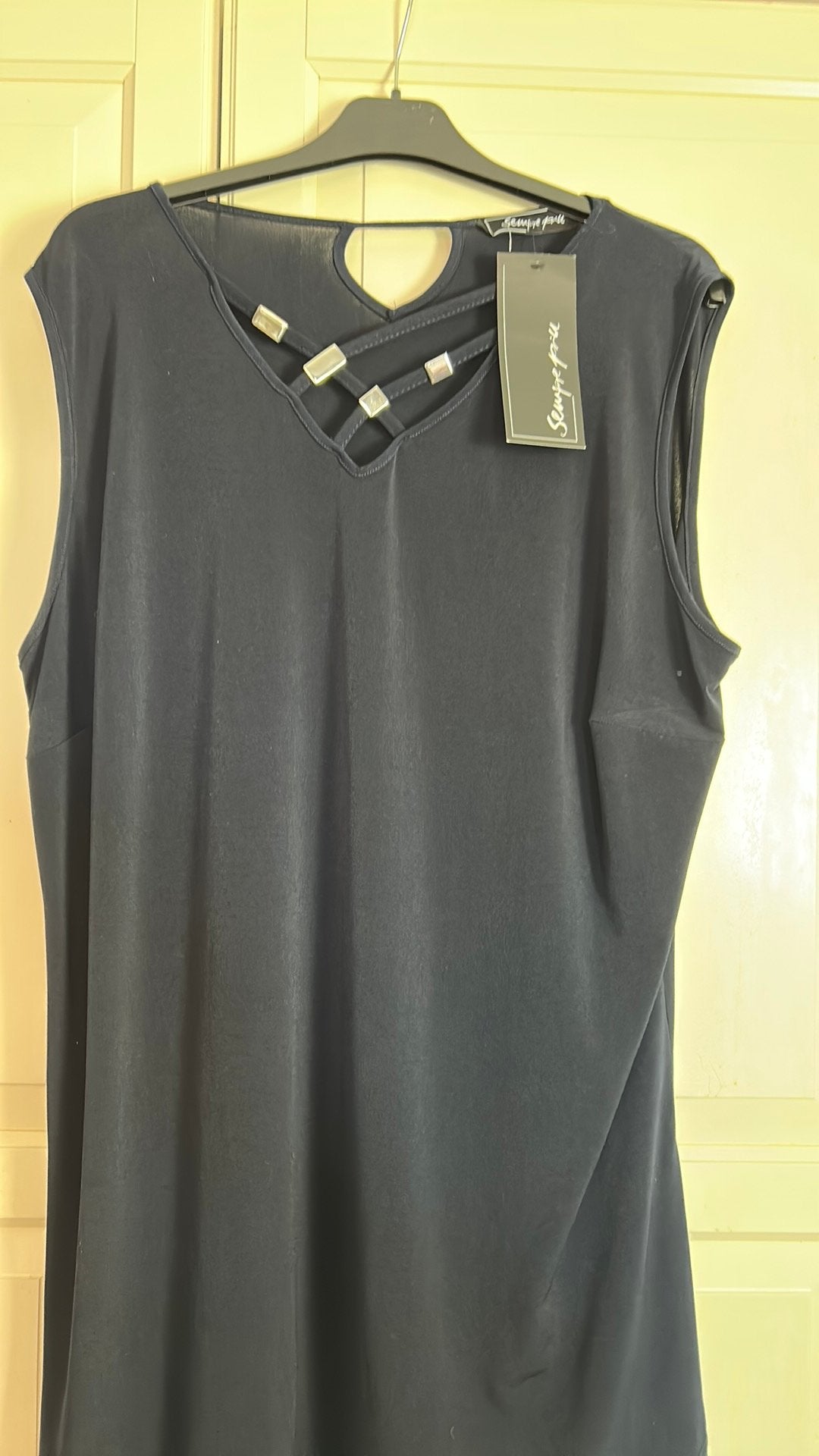 Sempre Piu aparte stretch top 48, Kleding | Dames, Verzenden, Zo goed als nieuw, Blauw, Shirt of Top