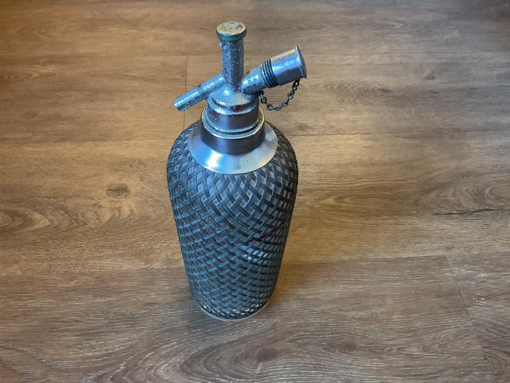 Vintage art deco antiek spuitfles siphon sodafles metaal, Ophalen of Verzenden